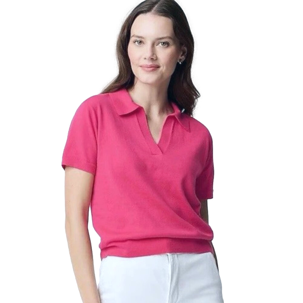 J. Crew pink polo sweater with cashmere